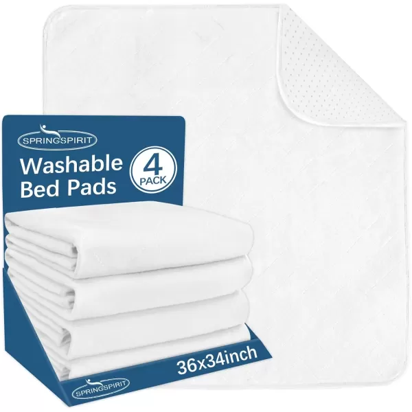 imageBed Pads Washable Waterproof2 Pack 34 x 36 Washable and Reusable Anti Slip Chuck Pads Incontinence Underpad Sheets Protector Pee Pads for Elderly Kids Toddler and Pets White and PinkWhite