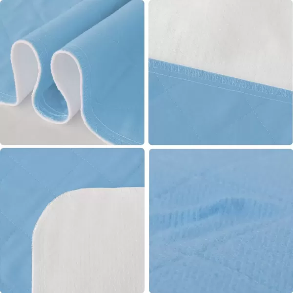 imageBed Pads Washable Waterproof2 Pack 34 x 36 Washable and Reusable Anti Slip Chuck Pads Incontinence Underpad Sheets Protector Pee Pads for Elderly Kids Toddler and Pets White and PinkBlue