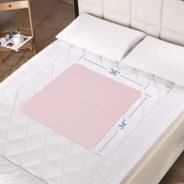imageBed Pads Washable Waterproof2 Pack 34 x 36 Washable and Reusable Anti Slip Chuck Pads Incontinence Underpad Sheets Protector Pee Pads for Elderly Kids Toddler and Pets White and PinkWhitepink