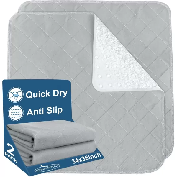imageBed Pads Washable Waterproof2 Pack 34 x 36 Washable and Reusable Anti Slip Chuck Pads Incontinence Underpad Sheets Protector Pee Pads for Elderly Kids Toddler and Pets White and PinkGray