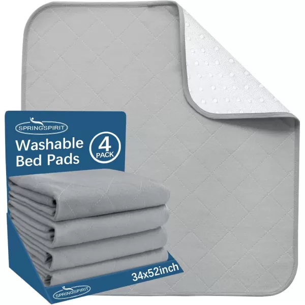 imageBed Pads for Incontinence Washable Large 34quot  52quot Reusable Pee Pads Waterproof Bed Underpads Chucks Pads with NonSlip Back for Elderly Kids Women or Pets BlueGray