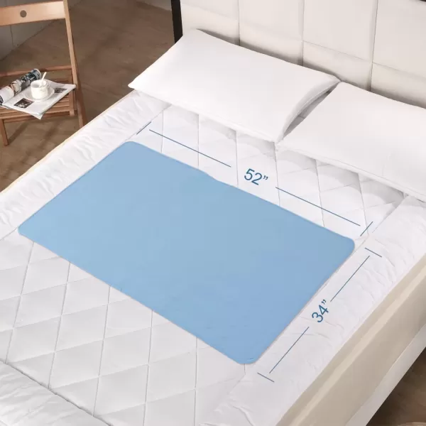 imageBed Pads for Incontinence Washable Large 34quot  52quot Reusable Pee Pads Waterproof Bed Underpads Chucks Pads with NonSlip Back for Elderly Kids Women or Pets BlueBlue