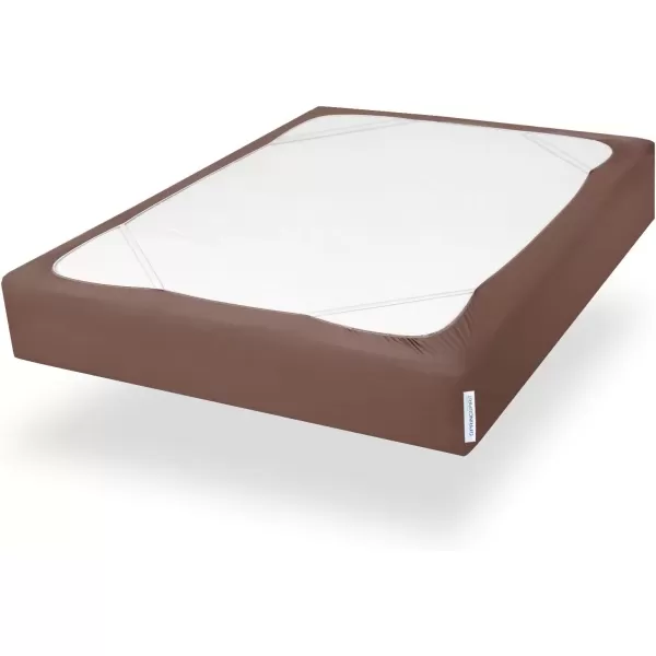 imageBox Spring Cover Full Size with Smooth and Elastic Woven Material Alternates for Bed Skirt Wrinkle ampamp Fading Resistant Washable Dustproof WhiteBrown