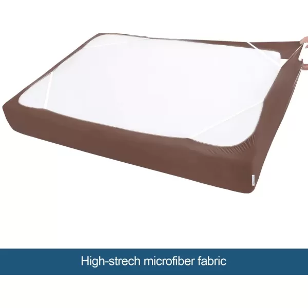 imageBox Spring Cover Full Size with Smooth and Elastic Woven Material Alternates for Bed Skirt Wrinkle ampamp Fading Resistant Washable Dustproof WhiteBrown