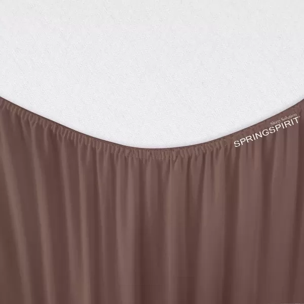 imageBox Spring Cover Full Size with Smooth and Elastic Woven Material Alternates for Bed Skirt Wrinkle ampamp Fading Resistant Washable Dustproof WhiteBrown