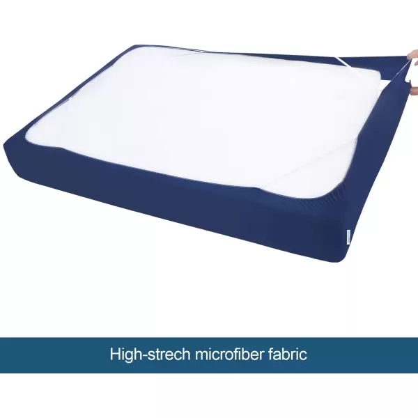 imageBox Spring Cover Full Size with Smooth and Elastic Woven Material Alternates for Bed Skirt Wrinkle ampamp Fading Resistant Washable Dustproof WhiteNavy