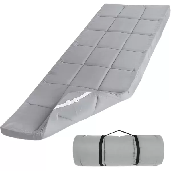 imageCot Mattress Topper Improved Thickness Quilted Cot Pads for Camping Soft Comfortable Sleeping Cot Mattress Pad Only Camping Mattress Pad 75quotx30quot for Camp CotRv BunkNarrow Twin Beds NavyGrey