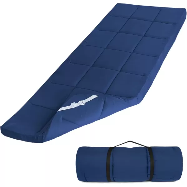 imageCot Mattress Topper Improved Thickness Quilted Cot Pads for Camping Soft Comfortable Sleeping Cot Mattress Pad Only Camping Mattress Pad 75quotx30quot for Camp CotRv BunkNarrow Twin Beds NavyNavy
