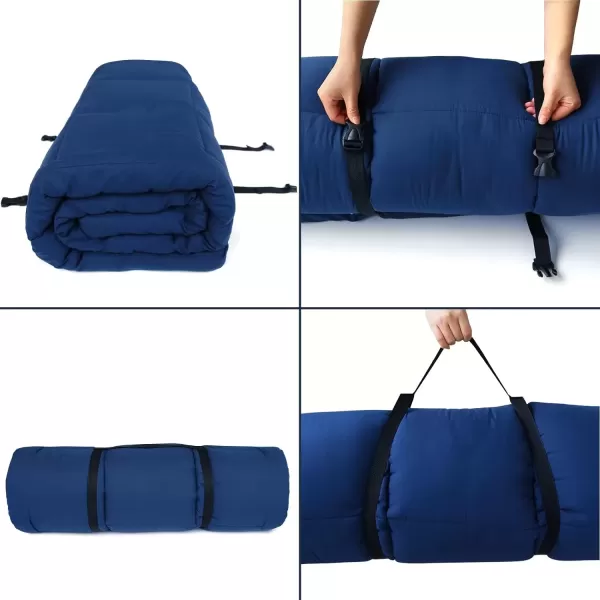 imageCot Mattress Topper Improved Thickness Quilted Cot Pads for Camping Soft Comfortable Sleeping Cot Mattress Pad Only Camping Mattress Pad 75quotx30quot for Camp CotRv BunkNarrow Twin Beds NavyGreyNavy