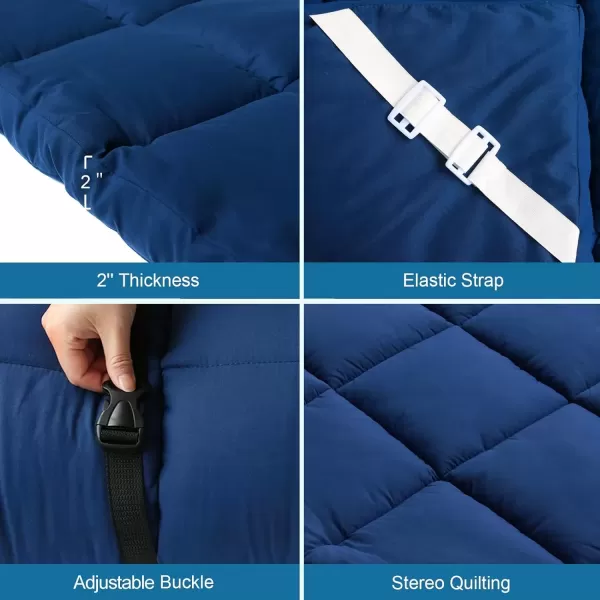 imageCot Mattress Topper Improved Thickness Quilted Cot Pads for Camping Soft Comfortable Sleeping Cot Mattress Pad Only Camping Mattress Pad 75quotx30quot for Camp CotRv BunkNarrow Twin Beds NavyNavy