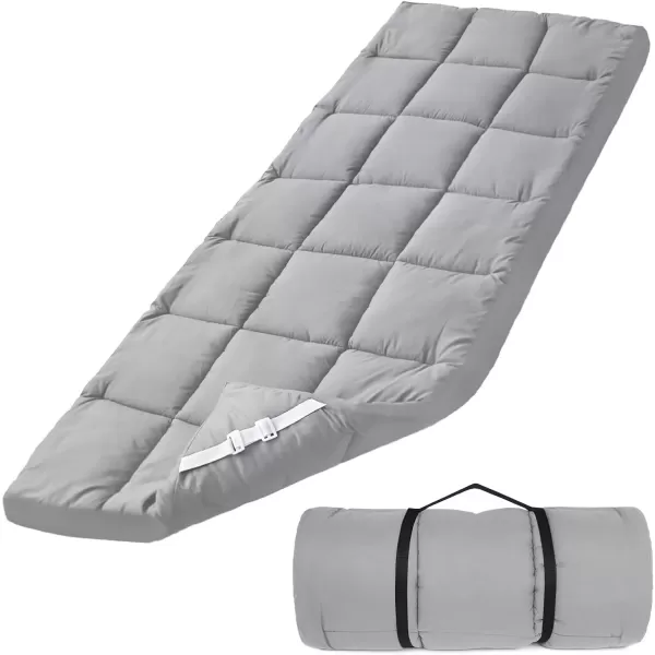 imageCot Mattress Topper Improved Thickness Quilted Cot Pads for Camping Soft Comfortable Sleeping Cot Mattress Pad Only Camping Mattress Pad 75quotx30quot for Camp CotRv BunkNarrow Twin Beds NavyGreyNavy