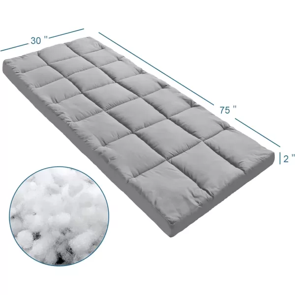 imageCot Mattress Topper Improved Thickness Quilted Cot Pads for Camping Soft Comfortable Sleeping Cot Mattress Pad Only Camping Mattress Pad 75quotx30quot for Camp CotRv BunkNarrow Twin Beds NavyGreyNavy