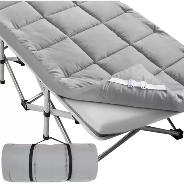 imageCot Mattress Topper Improved Thickness Quilted Cot Pads for Camping Soft Comfortable Sleeping Cot Mattress Pad Only Camping Mattress Pad 75quotx30quot for Camp CotRv BunkNarrow Twin Beds NavyGrey