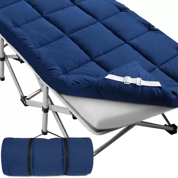 imageCot Mattress Topper Improved Thickness Quilted Cot Pads for Camping Soft Comfortable Sleeping Cot Mattress Pad Only Camping Mattress Pad 75quotx30quot for Camp CotRv BunkNarrow Twin Beds NavyNavy