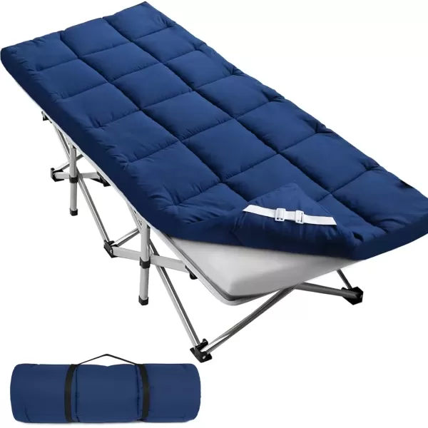 imageCot Mattress Topper Improved Thickness Quilted Cot Pads for Camping Soft Comfortable Sleeping Cot Mattress Pad Only Camping Mattress Pad 75quotx30quot for Camp CotRv BunkNarrow Twin Beds NavyNavy