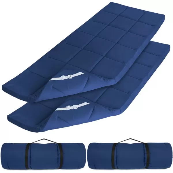 imageCot Mattress Topper Improved Thickness Quilted Cot Pads for Camping Soft Comfortable Sleeping Cot Mattress Pad Only Camping Mattress Pad 75quotx30quot for Camp CotRv BunkNarrow Twin Beds NavyNavy
