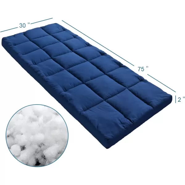 imageCot Mattress Topper Improved Thickness Quilted Cot Pads for Camping Soft Comfortable Sleeping Cot Mattress Pad Only Camping Mattress Pad 75quotx30quot for Camp CotRv BunkNarrow Twin Beds NavyNavy