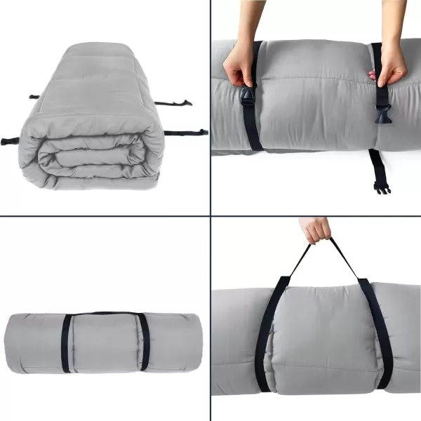 imageCot Mattress Topper Improved Thickness Quilted Cot Pads for Camping Soft Comfortable Sleeping Cot Mattress Pad Only Camping Mattress Pad 75quotx30quot for Camp CotRv BunkNarrow Twin Beds NavyGrey