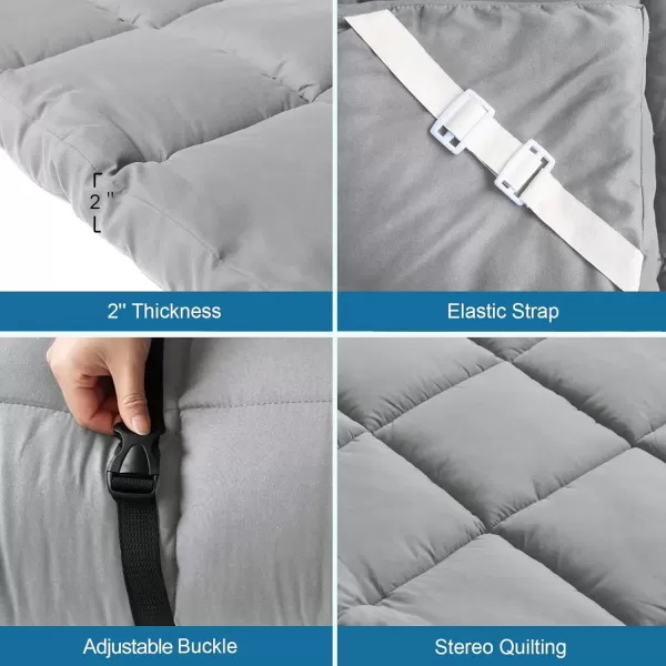 imageCot Mattress Topper Improved Thickness Quilted Cot Pads for Camping Soft Comfortable Sleeping Cot Mattress Pad Only Camping Mattress Pad 75quotx30quot for Camp CotRv BunkNarrow Twin Beds NavyGrey