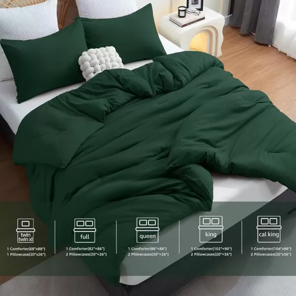 imageCozyLux Black Comforter Set Queen Size 3 Pieces Solid Breathable Quilted Style Bedding Sets Luxury Fluffy Soft Microfiber Comforter for All Season1 Comforter ampamp 2 PillowcasesEmerald Green