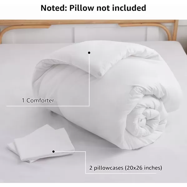 imageCozyLux Black Comforter Set Queen Size 3 Pieces Solid Breathable Quilted Style Bedding Sets Luxury Fluffy Soft Microfiber Comforter for All Season1 Comforter ampamp 2 PillowcasesWhite