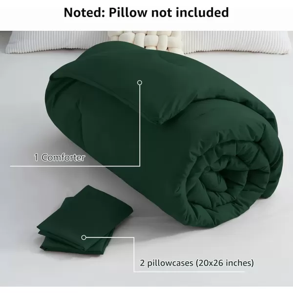 imageCozyLux Black Comforter Set Queen Size 3 Pieces Solid Breathable Quilted Style Bedding Sets Luxury Fluffy Soft Microfiber Comforter for All Season1 Comforter ampamp 2 PillowcasesEmerald Green