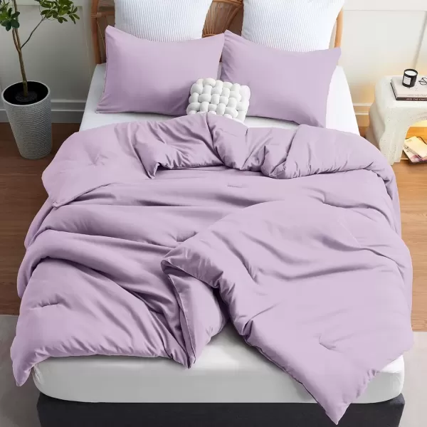 imageCozyLux Black Comforter Set Queen Size 3 Pieces Solid Breathable Quilted Style Bedding Sets Luxury Fluffy Soft Microfiber Comforter for All Season1 Comforter ampamp 2 PillowcasesLavender Purple