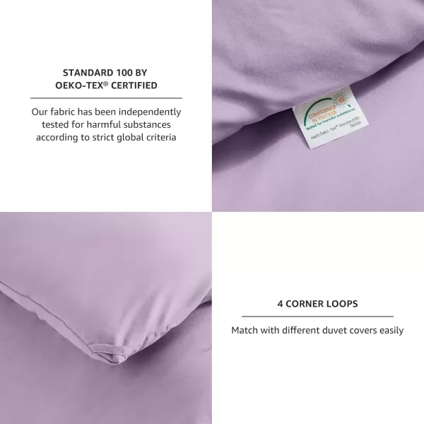 imageCozyLux Black Comforter Set Queen Size 3 Pieces Solid Breathable Quilted Style Bedding Sets Luxury Fluffy Soft Microfiber Comforter for All Season1 Comforter ampamp 2 PillowcasesLavender Purple