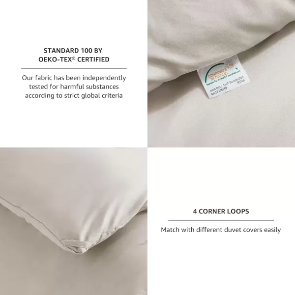 imageCozyLux Black Comforter Set Queen Size 3 Pieces Solid Breathable Quilted Style Bedding Sets Luxury Fluffy Soft Microfiber Comforter for All Season1 Comforter ampamp 2 PillowcasesBeige