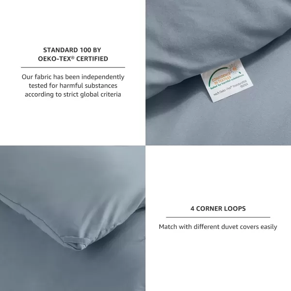 imageCozyLux Black Comforter Set Queen Size 3 Pieces Solid Breathable Quilted Style Bedding Sets Luxury Fluffy Soft Microfiber Comforter for All Season1 Comforter ampamp 2 PillowcasesGrayish Blue