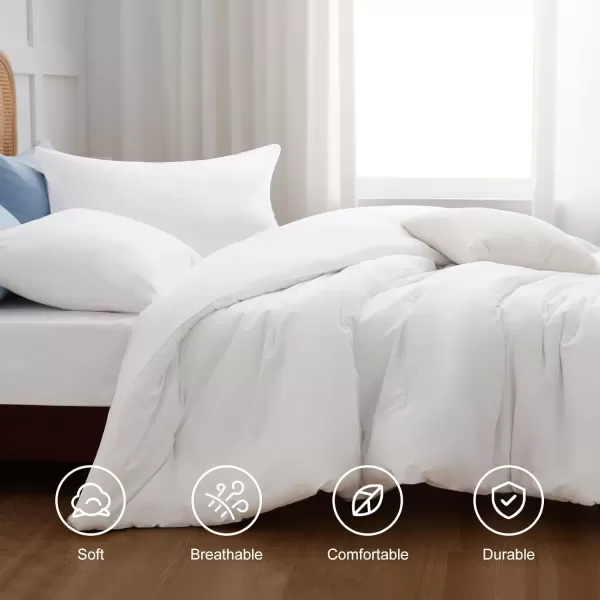 imageCozyLux Black Comforter Set Queen Size 3 Pieces Solid Breathable Quilted Style Bedding Sets Luxury Fluffy Soft Microfiber Comforter for All Season1 Comforter ampamp 2 PillowcasesWhite