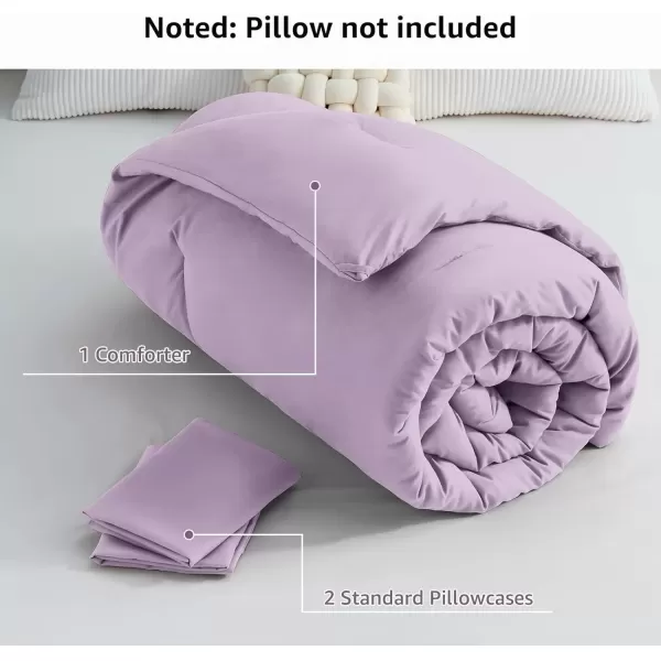 imageCozyLux Black Comforter Set Queen Size 3 Pieces Solid Breathable Quilted Style Bedding Sets Luxury Fluffy Soft Microfiber Comforter for All Season1 Comforter ampamp 2 PillowcasesLavender Purple