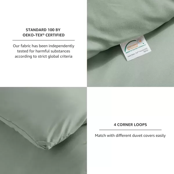 imageCozyLux Black Comforter Set Queen Size 3 Pieces Solid Breathable Quilted Style Bedding Sets Luxury Fluffy Soft Microfiber Comforter for All Season1 Comforter ampamp 2 PillowcasesSage Green