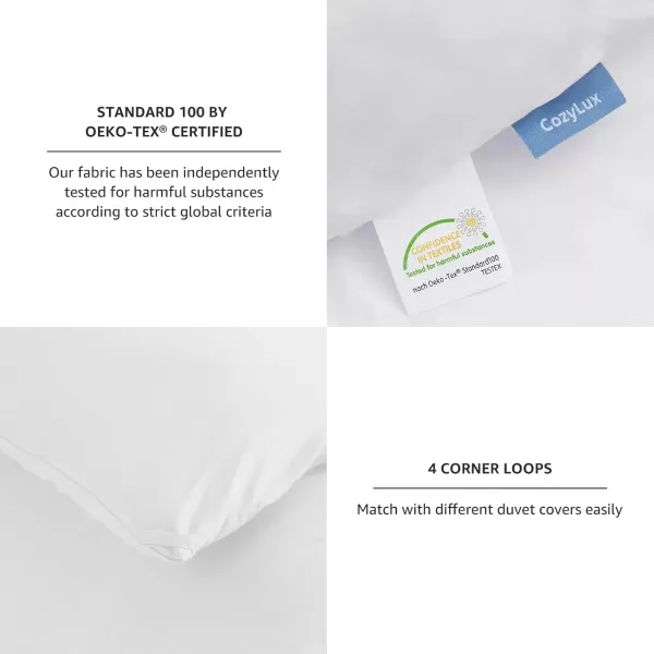 imageCozyLux Black Comforter Set Queen Size 3 Pieces Solid Breathable Quilted Style Bedding Sets Luxury Fluffy Soft Microfiber Comforter for All Season1 Comforter ampamp 2 PillowcasesWhite