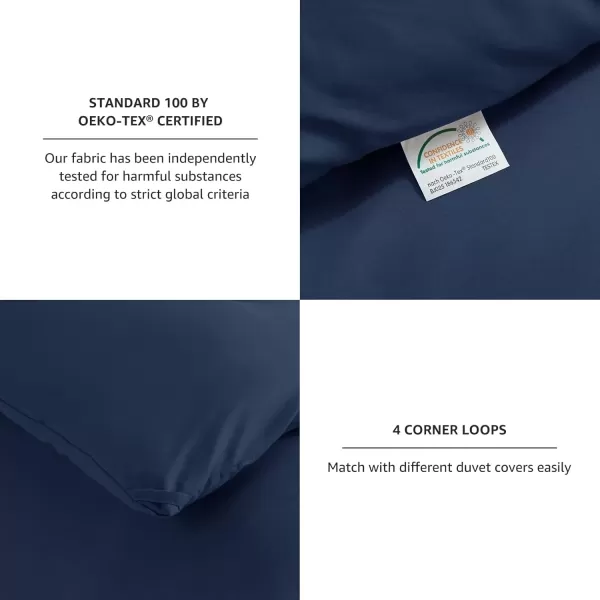 imageCozyLux Black Comforter Set Queen Size 3 Pieces Solid Breathable Quilted Style Bedding Sets Luxury Fluffy Soft Microfiber Comforter for All Season1 Comforter ampamp 2 PillowcasesNavy