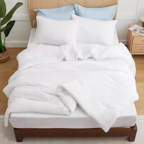imageCozyLux Black Comforter Set Queen Size 3 Pieces Solid Breathable Quilted Style Bedding Sets Luxury Fluffy Soft Microfiber Comforter for All Season1 Comforter ampamp 2 PillowcasesWhite