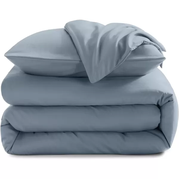 imageCozyLux Black Comforter Set Queen Size 3 Pieces Solid Breathable Quilted Style Bedding Sets Luxury Fluffy Soft Microfiber Comforter for All Season1 Comforter ampamp 2 PillowcasesGrayish Blue