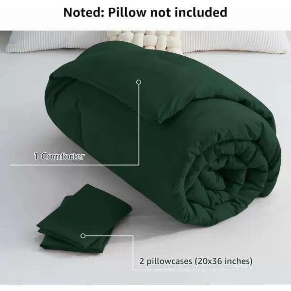 imageCozyLux Black Comforter Set Queen Size 3 Pieces Solid Breathable Quilted Style Bedding Sets Luxury Fluffy Soft Microfiber Comforter for All Season1 Comforter ampamp 2 PillowcasesEmerald Green
