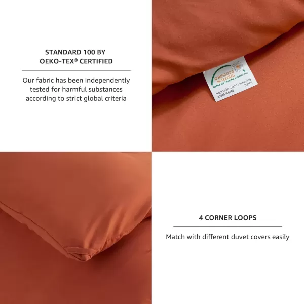 imageCozyLux Black Comforter Set Queen Size 3 Pieces Solid Breathable Quilted Style Bedding Sets Luxury Fluffy Soft Microfiber Comforter for All Season1 Comforter ampamp 2 PillowcasesTerracotta