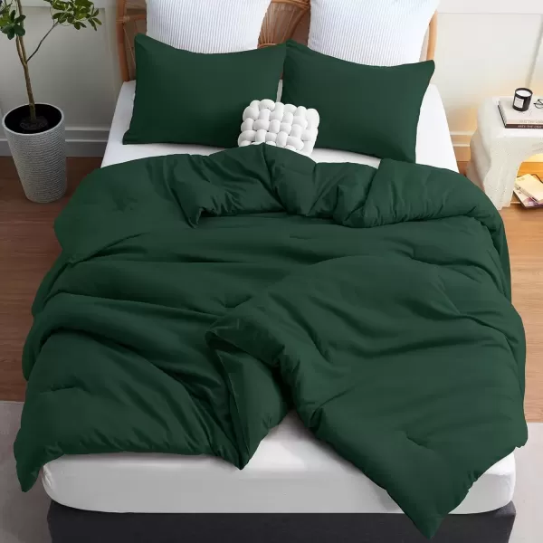 imageCozyLux Black Comforter Set Queen Size 3 Pieces Solid Breathable Quilted Style Bedding Sets Luxury Fluffy Soft Microfiber Comforter for All Season1 Comforter ampamp 2 PillowcasesEmerald Green