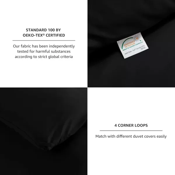 imageCozyLux Black Comforter Set Queen Size 3 Pieces Solid Breathable Quilted Style Bedding Sets Luxury Fluffy Soft Microfiber Comforter for All Season1 Comforter ampamp 2 PillowcasesBlack