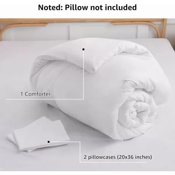 imageCozyLux Black Comforter Set Queen Size 3 Pieces Solid Breathable Quilted Style Bedding Sets Luxury Fluffy Soft Microfiber Comforter for All Season1 Comforter ampamp 2 PillowcasesWhite