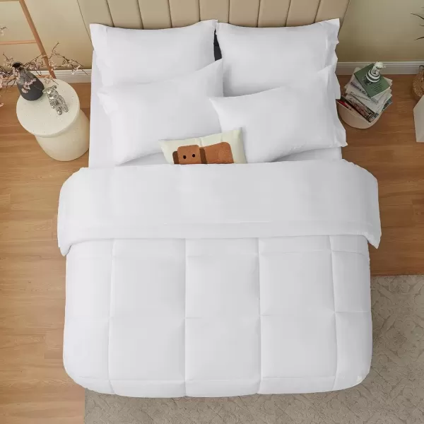 imageCozyLux Full Size Comforter Sets  7 Pieces Bed in a Bag Set Black Comforter Full Size Bedding Sets with All Season Quilted Comforter Flat Sheet Fitted Sheet Pillowcases Black FullWhite