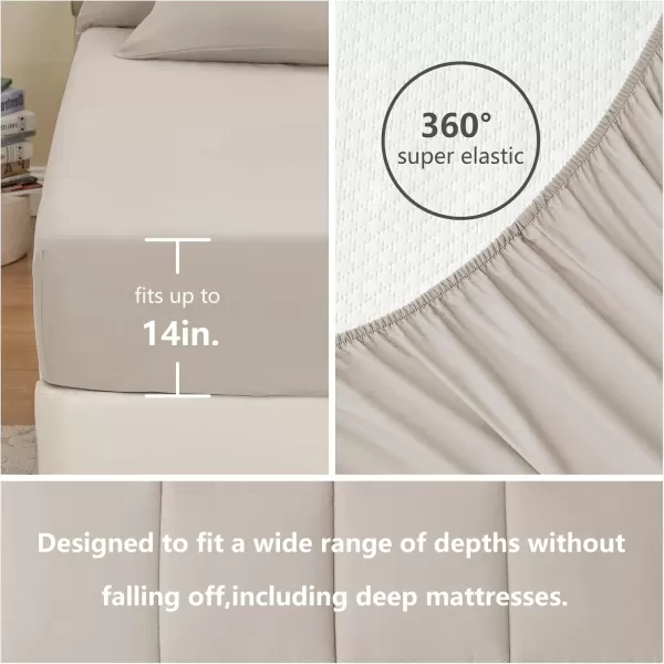 imageCozyLux Full Size Comforter Sets  7 Pieces Bed in a Bag Set Black Comforter Full Size Bedding Sets with All Season Quilted Comforter Flat Sheet Fitted Sheet Pillowcases Black FullBeige