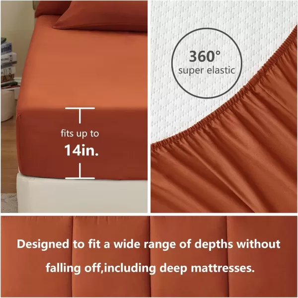 imageCozyLux Full Size Comforter Sets  7 Pieces Bed in a Bag Set Black Comforter Full Size Bedding Sets with All Season Quilted Comforter Flat Sheet Fitted Sheet Pillowcases Black FullBurnt Orange