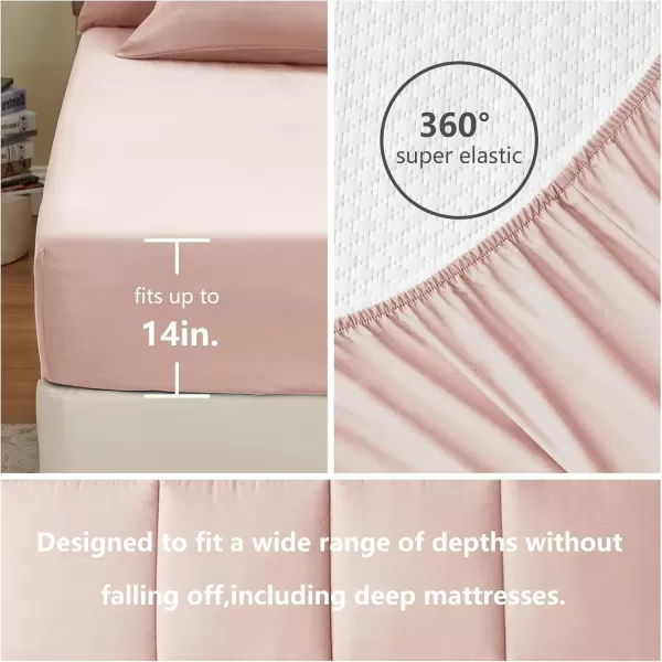 imageCozyLux Full Size Comforter Sets  7 Pieces Bed in a Bag Set Black Comforter Full Size Bedding Sets with All Season Quilted Comforter Flat Sheet Fitted Sheet Pillowcases Black FullBlush Pink