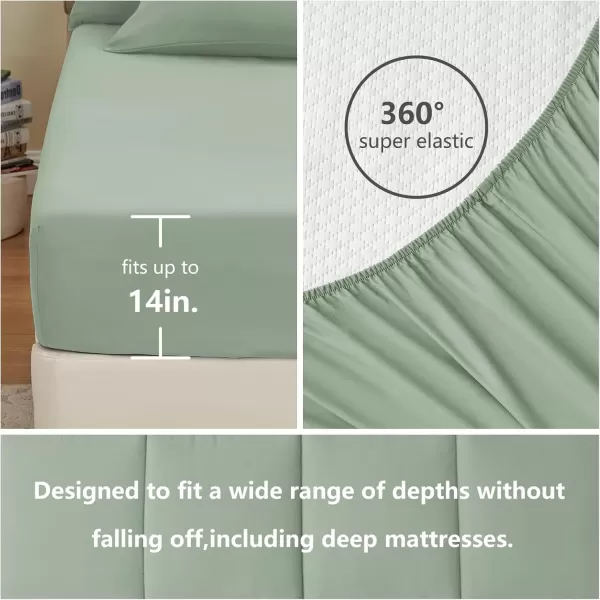 imageCozyLux Full Size Comforter Sets  7 Pieces Bed in a Bag Set Black Comforter Full Size Bedding Sets with All Season Quilted Comforter Flat Sheet Fitted Sheet Pillowcases Black FullSage Green