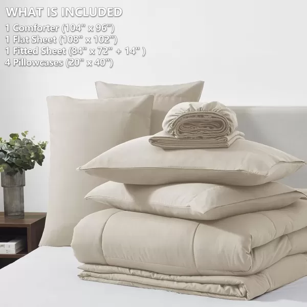 imageCozyLux Full Size Comforter Sets  7 Pieces Bed in a Bag Set Black Comforter Full Size Bedding Sets with All Season Quilted Comforter Flat Sheet Fitted Sheet Pillowcases Black FullOatmeal