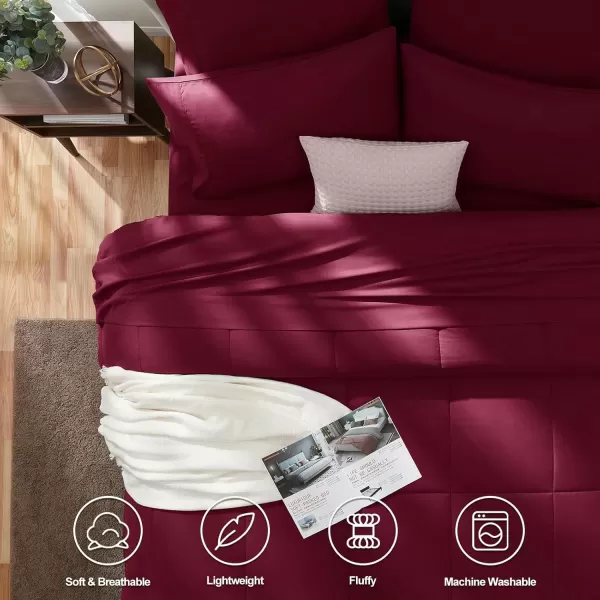 imageCozyLux Full Size Comforter Sets  7 Pieces Bed in a Bag Set Black Comforter Full Size Bedding Sets with All Season Quilted Comforter Flat Sheet Fitted Sheet Pillowcases Black FullBurgundy