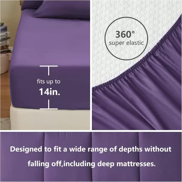 imageCozyLux Full Size Comforter Sets  7 Pieces Bed in a Bag Set Black Comforter Full Size Bedding Sets with All Season Quilted Comforter Flat Sheet Fitted Sheet Pillowcases Black FullPurple